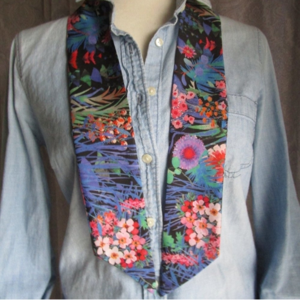 Liberty of London Art Fabric Skinny Scarf Tresco Black Floral Bespoke Co… - Picture 3 of 13